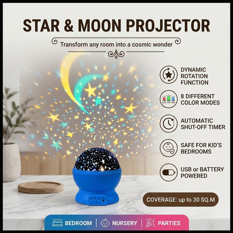 Star Master Galaxy Projector – Rotating Starry Sky Night Light & LED Moon Lamp