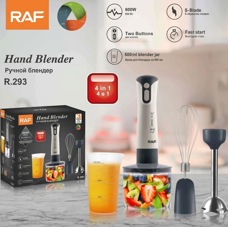 RAF 4-in-1 Hand Blender Set – Immersion Blender with Whisk, Chopper & Beaker