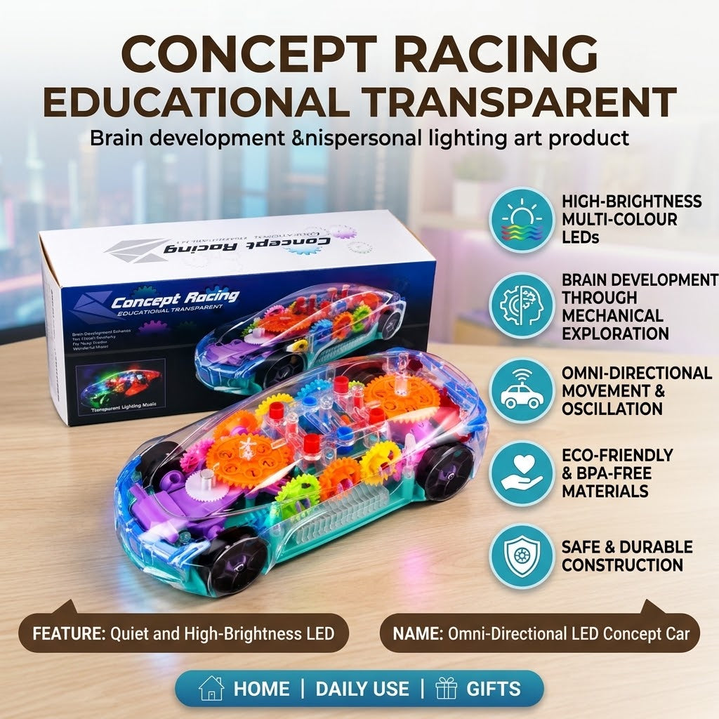 Police Concept Car Toy – Transparent Gear Car with Luminous Music for Kids