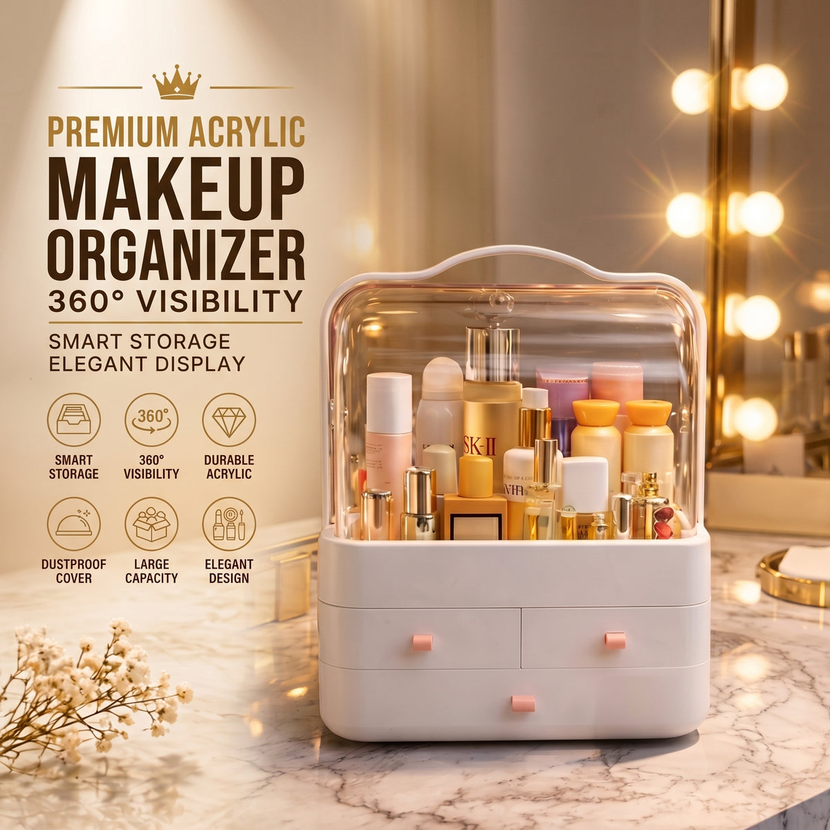 Maison Acrylic Makeup & Skincare Organizer