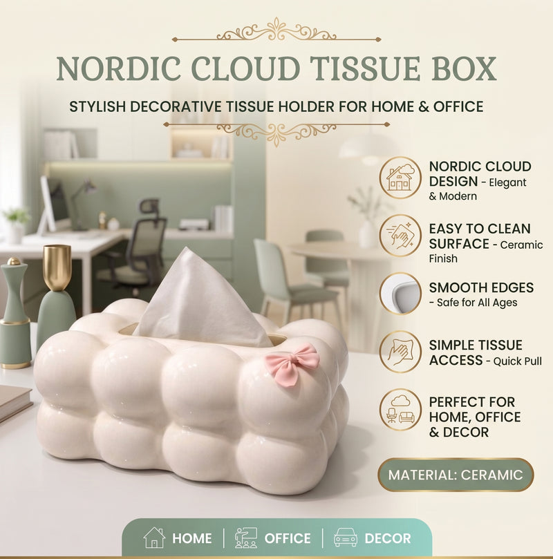 Nordic Cloud Tissue Box – Stylish Decorative Tissue Holder for Home & Office