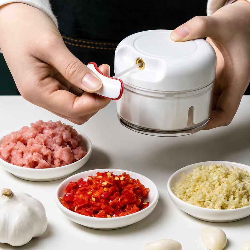Manual Mini Food Chopper with Stainless Steel Blades