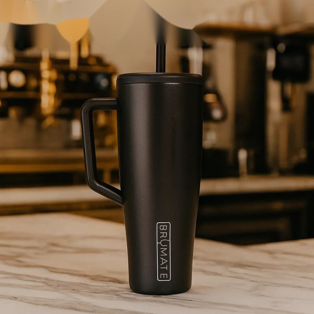 BrüMate 40oz Matte Black Insulated Tumbler with Handle & Straw