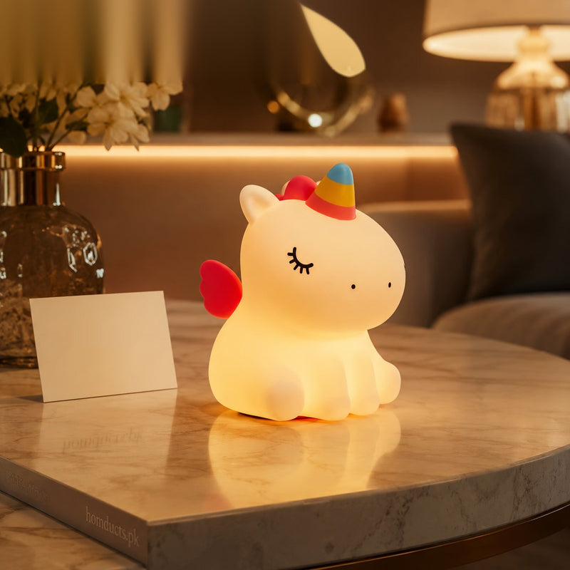 Cute Unicorn LED Night Light Lamp for Kids Bedroom, Nursery Room Decor & Soft Silicone Bedside Sleeping Light (Imported High Quality)