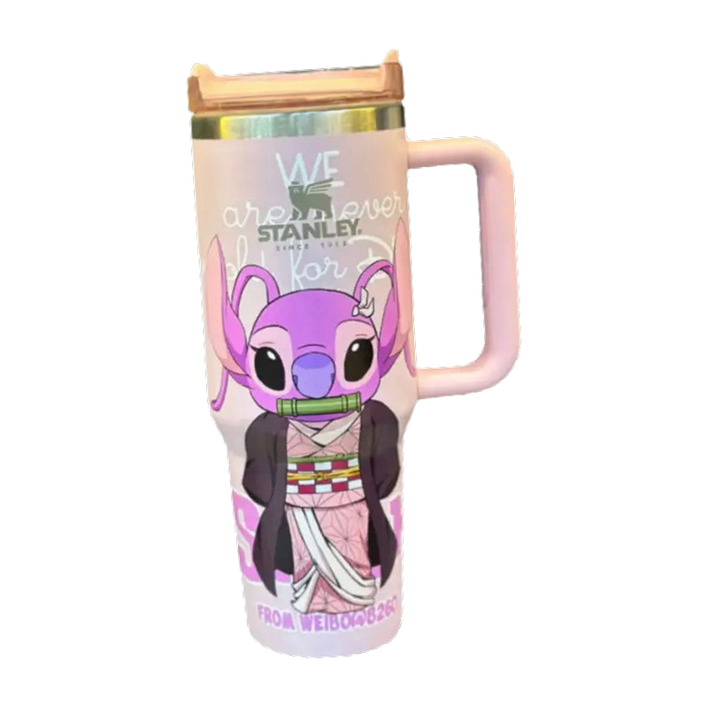 Demon Slayer Nezuko x Stitch Stanley Quencher H2.0 Tumbler 40oz – Anime Insulated Travel Mug