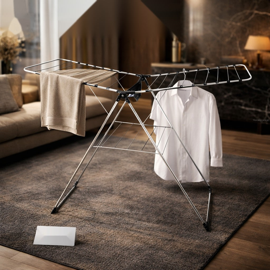 Elegant Foldable Stainless Steel Laundry Drying Rack – Premium Expandable Clothes Drying Stand