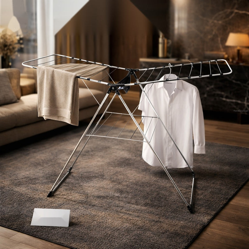 Elegant Foldable Stainless Steel Laundry Drying Rack – Premium Expandable Clothes Drying Stand