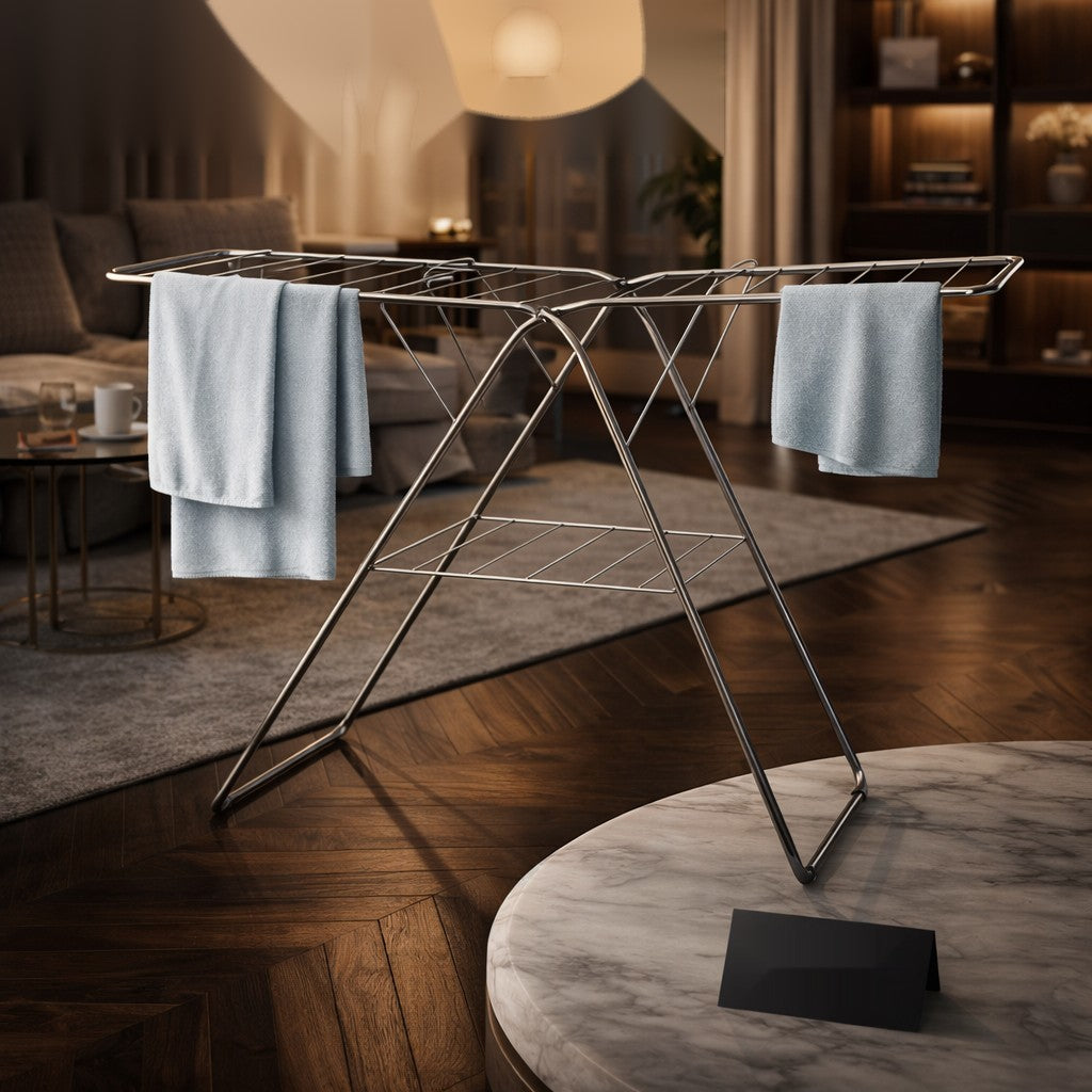 Elegant Premium Foldable Stainless Steel Clothes Drying Rack – Heavy Duty Laundry Dryer Stand