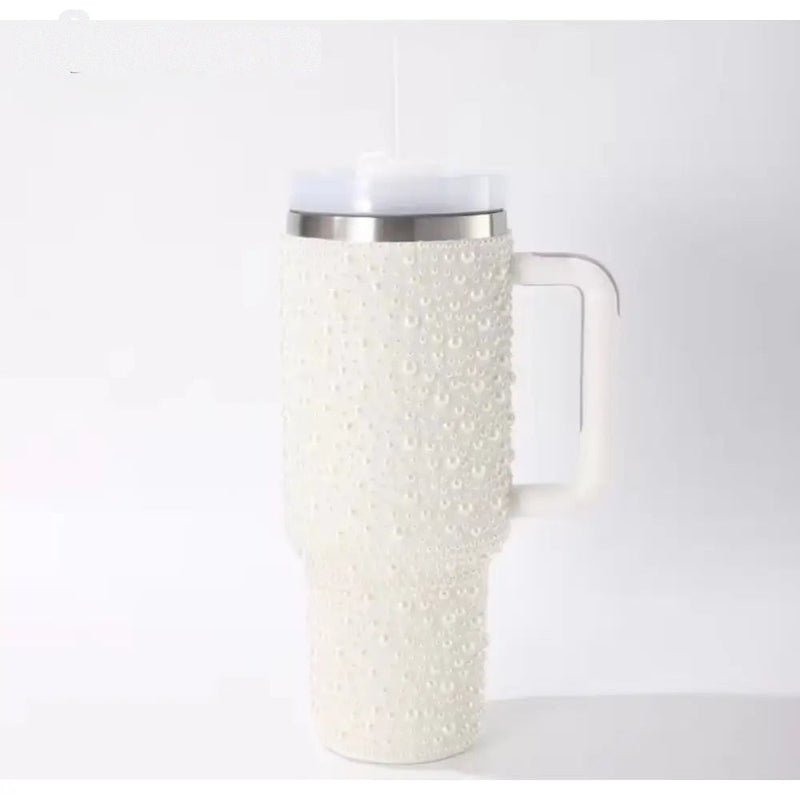 Glamorous Pearl Style 40oz Rhinestone Tumbler - Stay Hydrated in Style