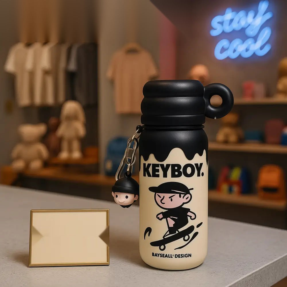 Keyboy Streetstyle Thermo Bottle – Insulated Water Flask with Charm Keychain
