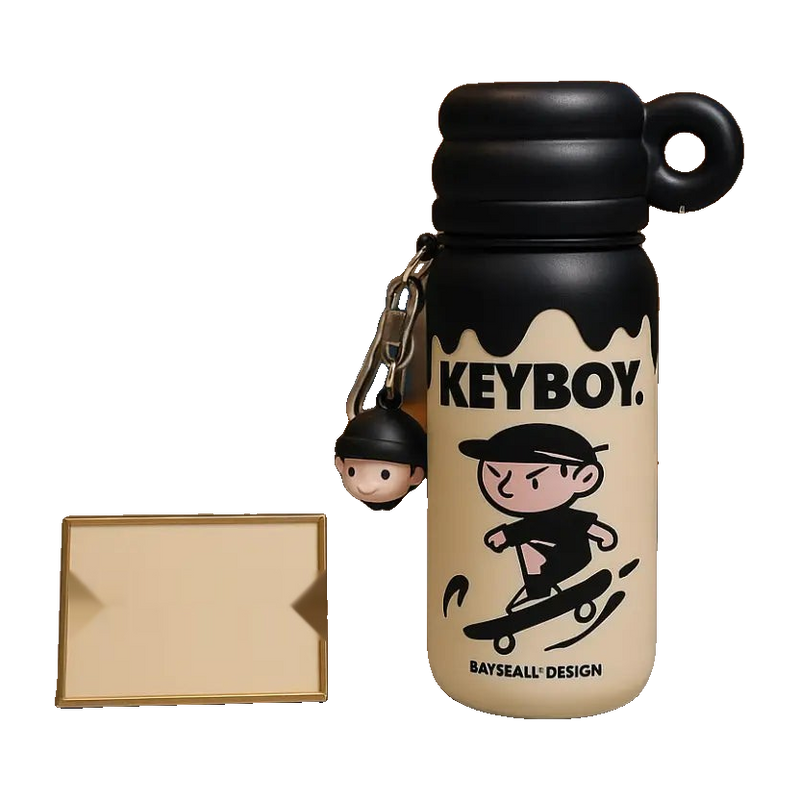 Keyboy Streetstyle Thermo Bottle – Insulated Water Flask with Charm Keychain