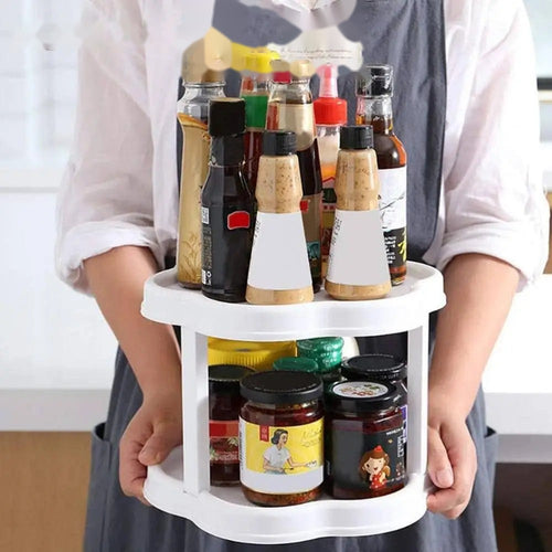 Kitchen Countertop Spice Rack Organizer With Rotating Turntable