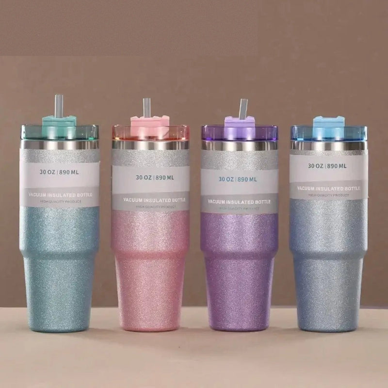 Leakproof Insulated Stainless Steel Travel Mug with Straw & Lid - Perfect for Hot & Cold Drinks