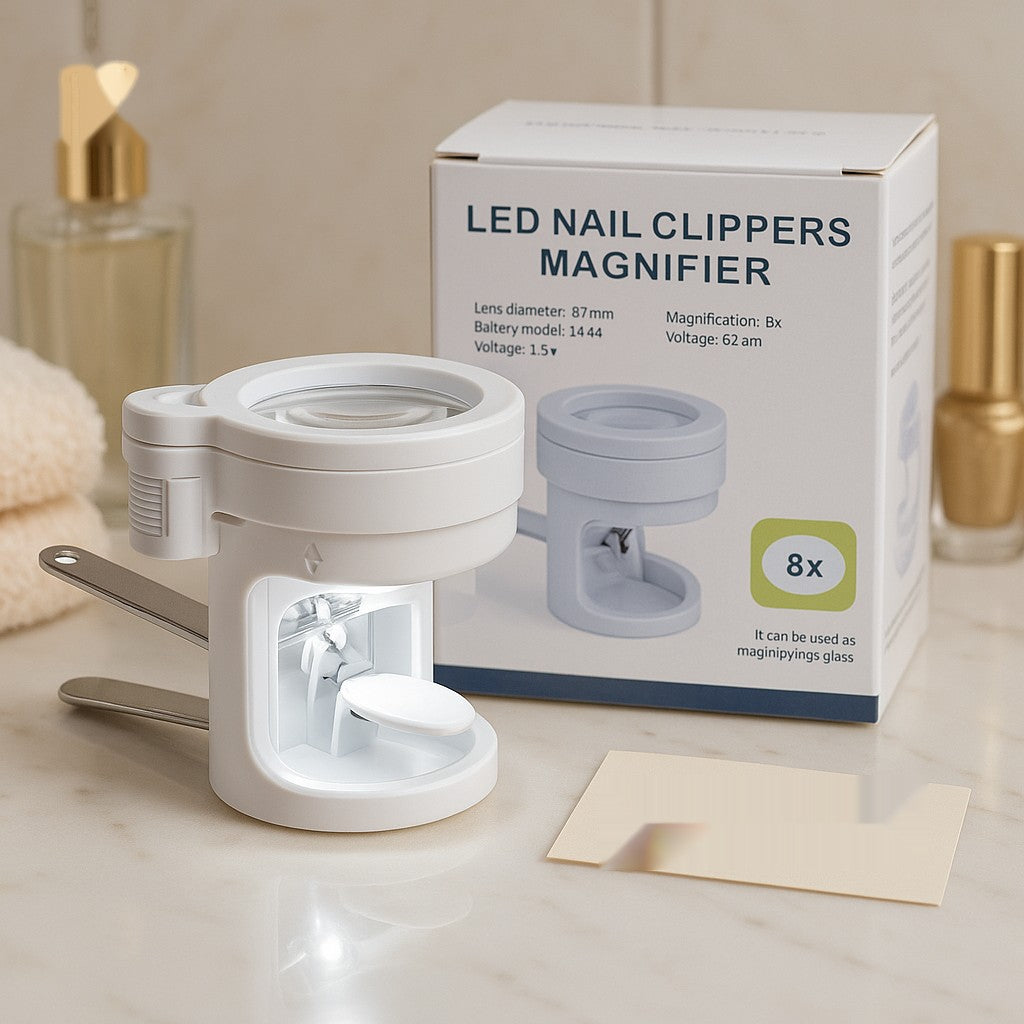 LED Nail Clippers with 8x Magnifier – Precision Grooming Tool with Bright Light