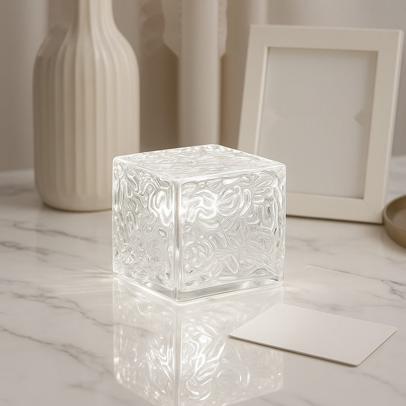 Luxury Crystal Glass Cube LED Ambient Lamp – Modern Decorative Night Light for Home & Office