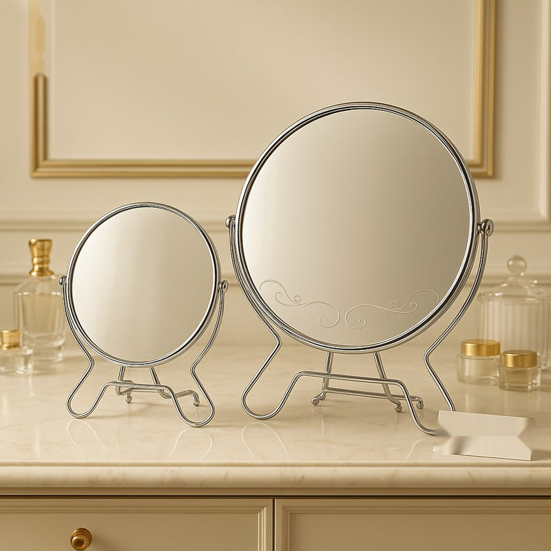 Luxury Double-Sided Vanity Mirror – Premium Tabletop Makeup Mirror (2 Sizes)