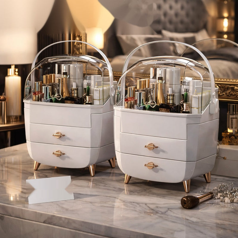 Luxury Dustproof Cosmetic Organizer Box with Drawers – Premium Vanity Makeup Storage