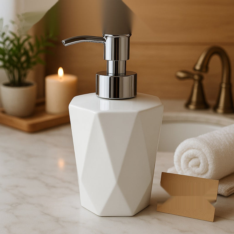 Luxury Geometric Soap Dispenser – Elegant Bathroom Hand Wash Bottle