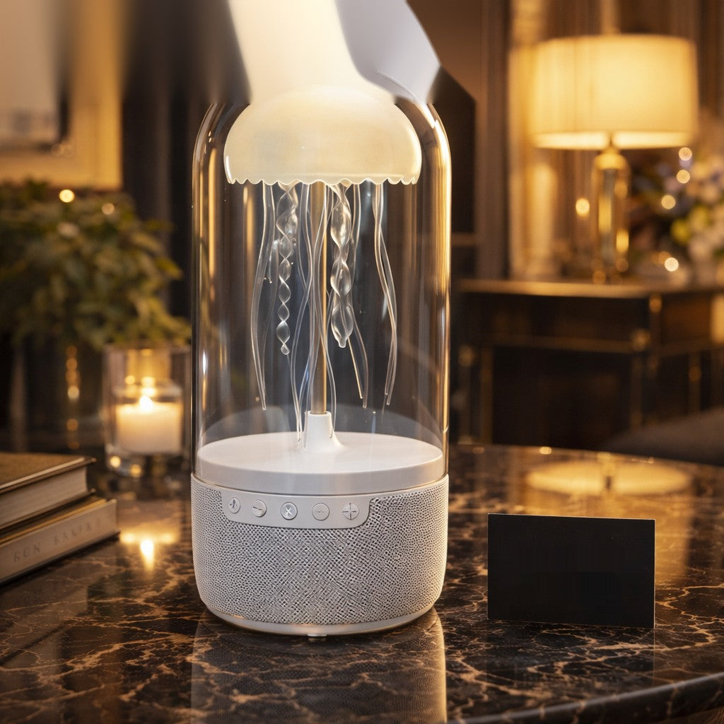Luxury Jellyfish RGB Bluetooth Speaker Lamp – 360° Ambient Light & Crystal Dome Design