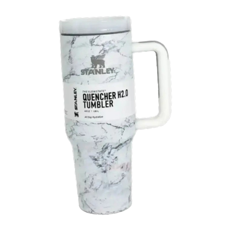 Luxury Marble Stanley Quencher H2.0 Tumbler 40oz – Insulated Travel Mug with Handle