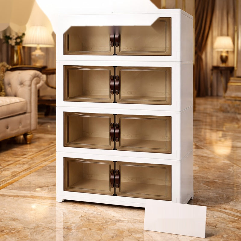 Luxury Modular Storage Cabinet with Transparent Doors – 3, 4 & 5 Layer Organizer