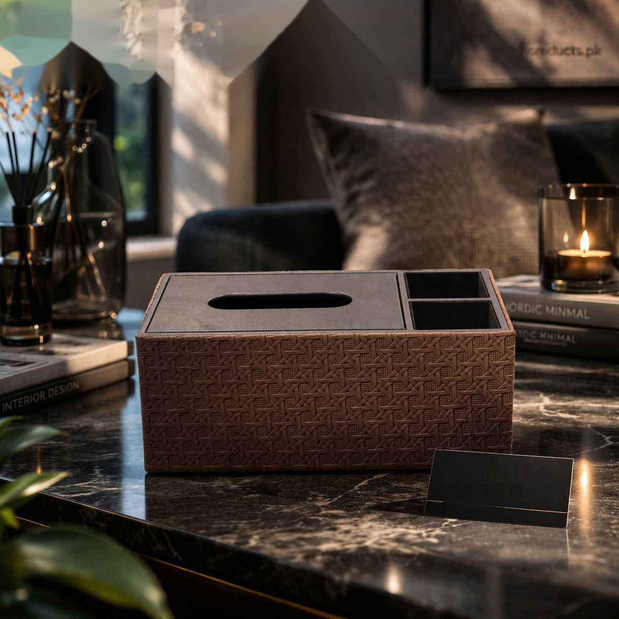 Luxury Multi-Function Tissue Box Organizer with Storage Compartments – Premium Decorative Tabletop Holder