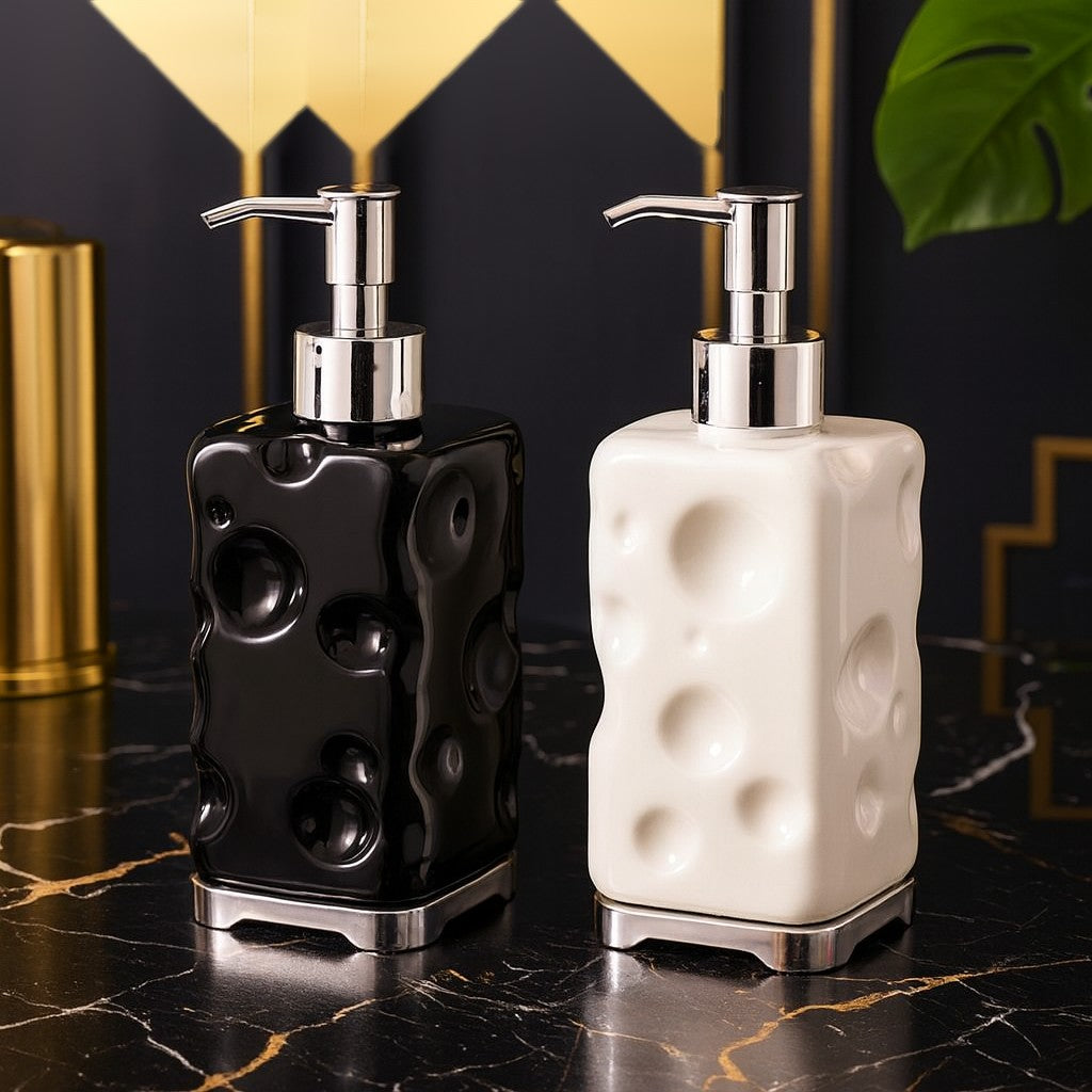 Luxury Textured Plastic Soap Dispenser with Chrome Pump – Modern Bathroom & Kitchen Accessory