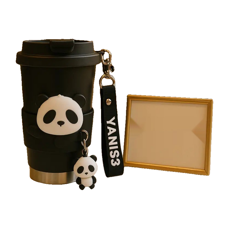 Panda Charm Thermo Cup – Travel Mug with Strap & Keychain
