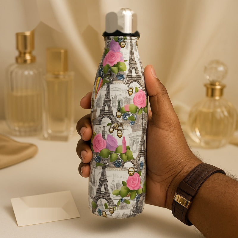 Paris Theme Insulated Water Bottle – Hot & Cold Stainless Steel Bottle