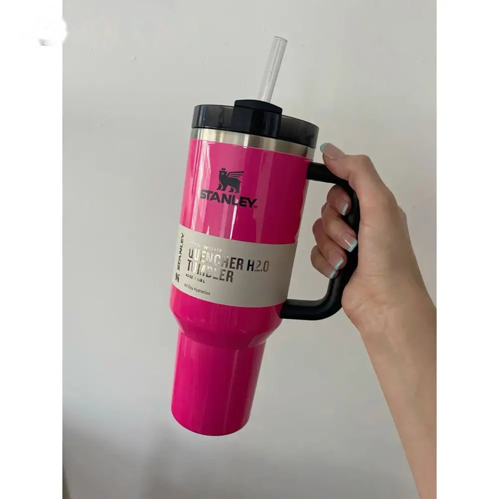 Pink Stanley Quencher H2.0 Tumbler 40oz - Insulated Hydration Mug"