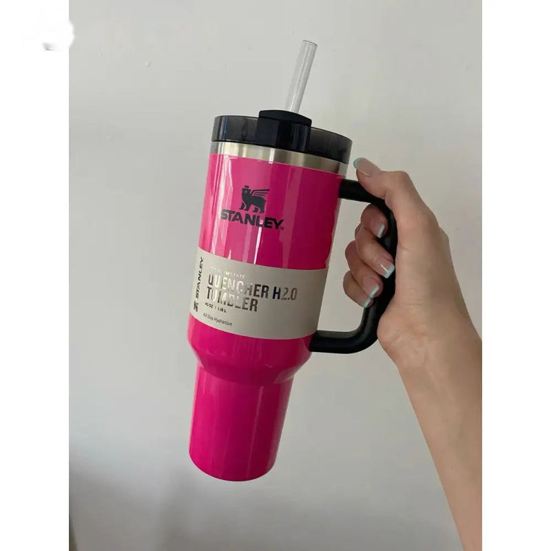 Pink Stanley Quencher H2.0 Tumbler 40oz - Insulated Hydration Mug"