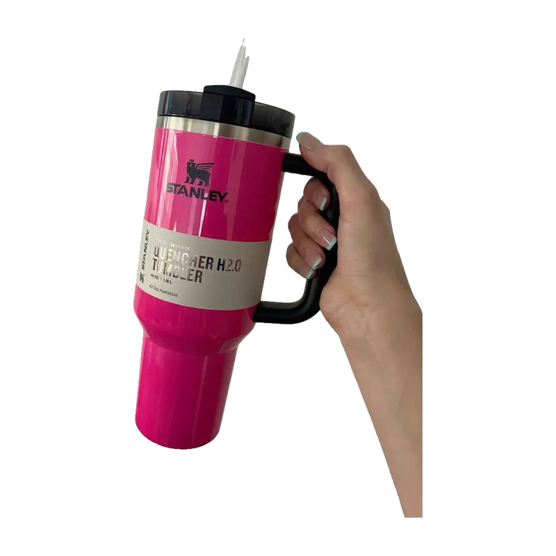 Pink Stanley Quencher H2.0 Tumbler 40oz - Insulated Hydration Mug"