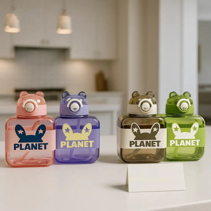 Planet Bear Water Bottle with Strap – Cute Leakproof Kids & Travel Bottle