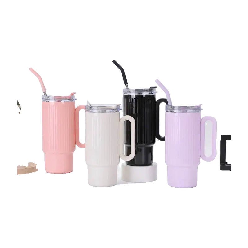 Premium 1200ml Insulated Stainless Steel Tumbler with Handle & Straw — view 3
