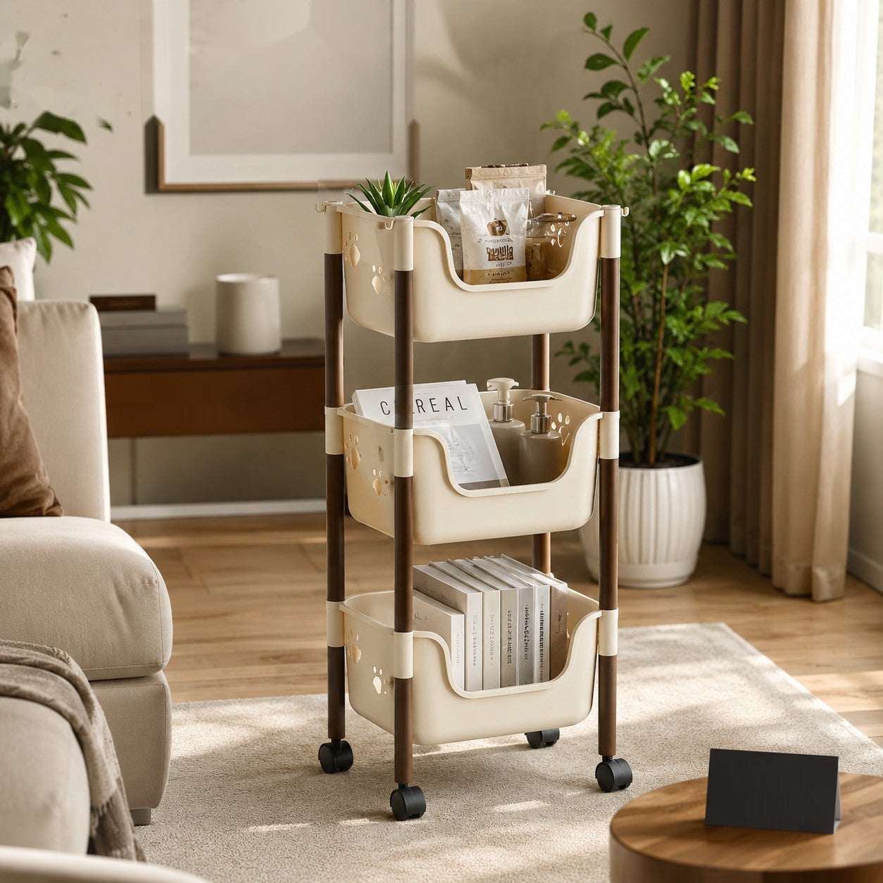 Premium 3-Tier Rolling Storage Trolley Organizer for Kitchen, Bathroom, Makeup & Home Essentials