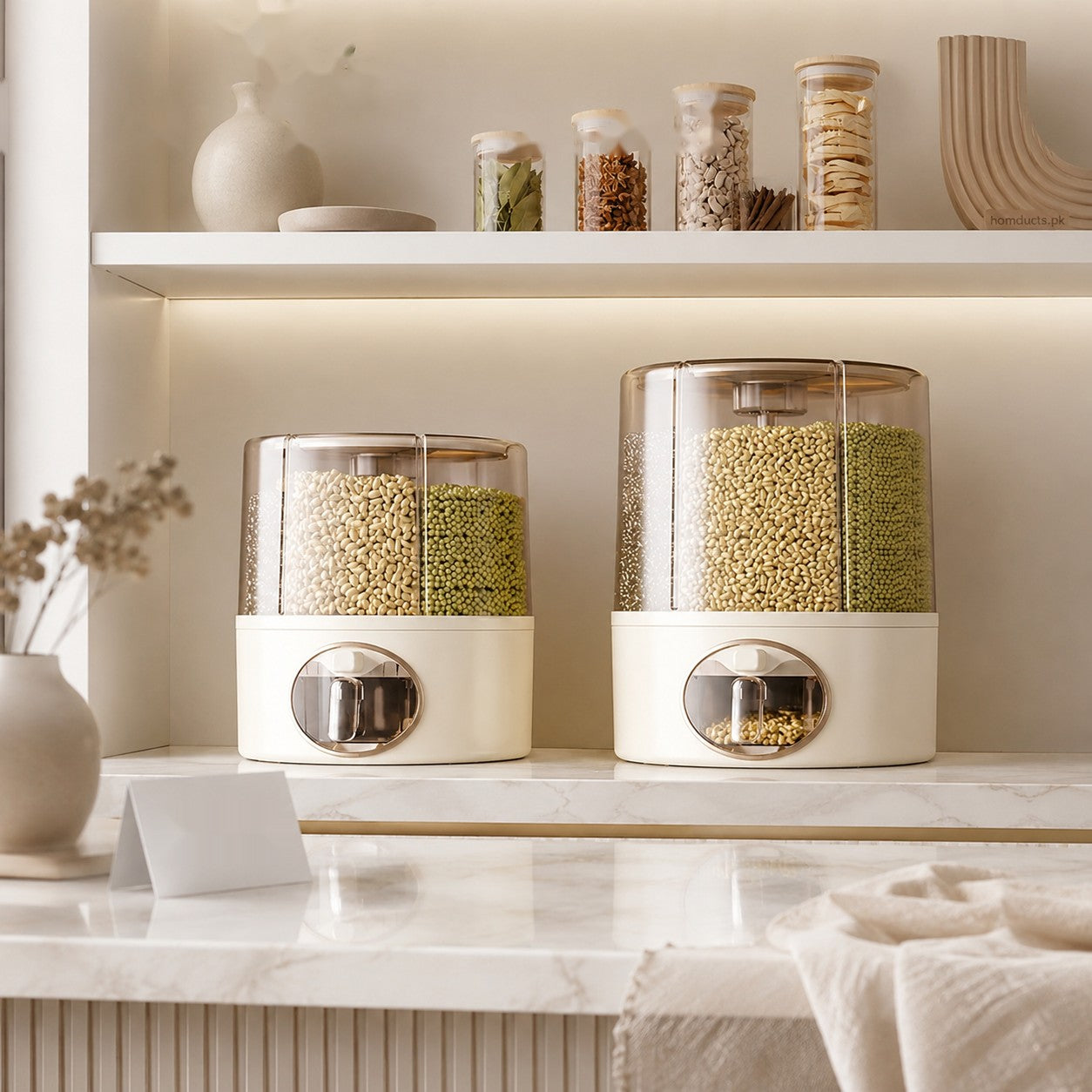 Premium 6-Compartment Rotating Dry Food Dispenser – Airtight Grain, Cereal & Rice Storage Container