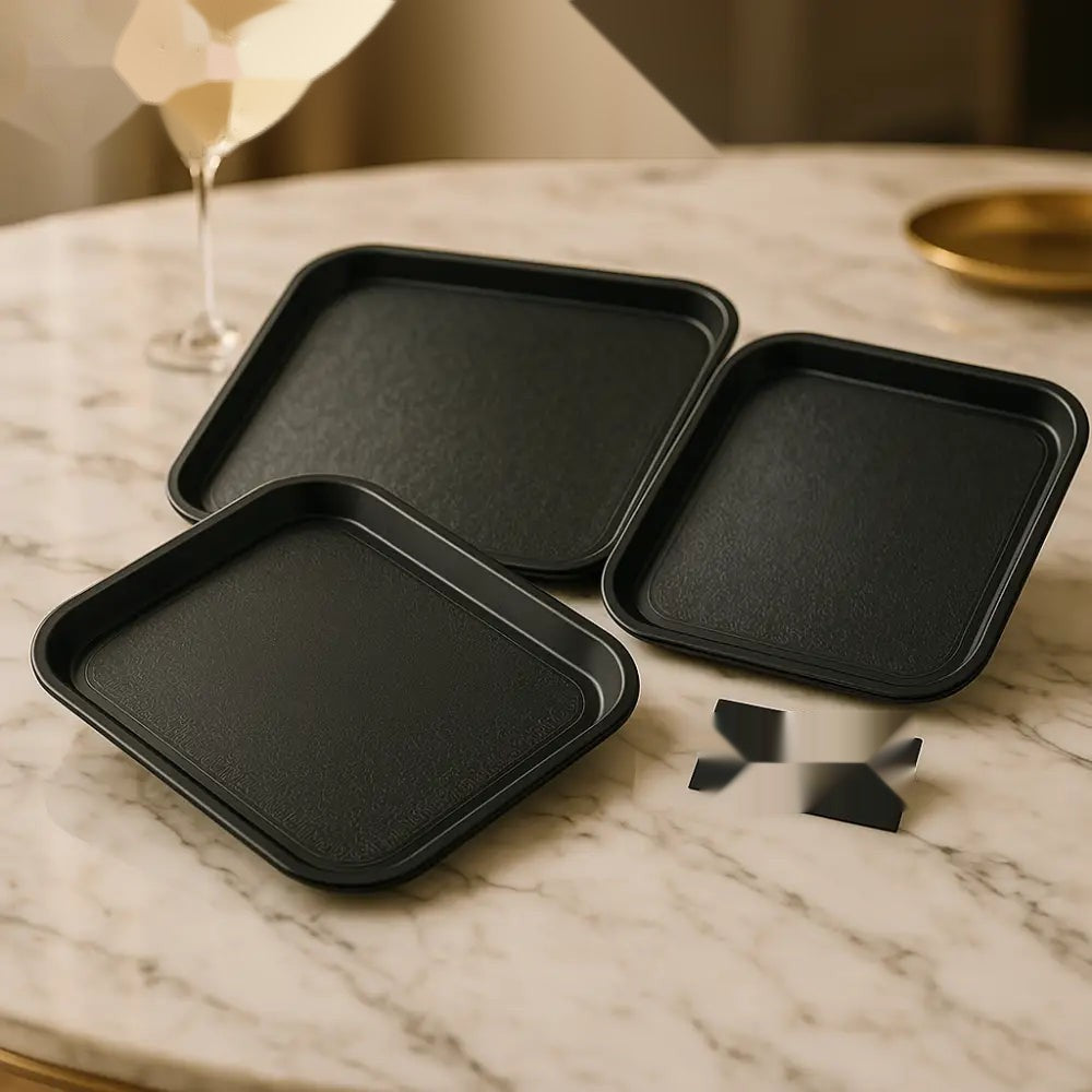 Premium Black Serving Trays Set – Non-Slip, Durable & Multipurpose Food Trays