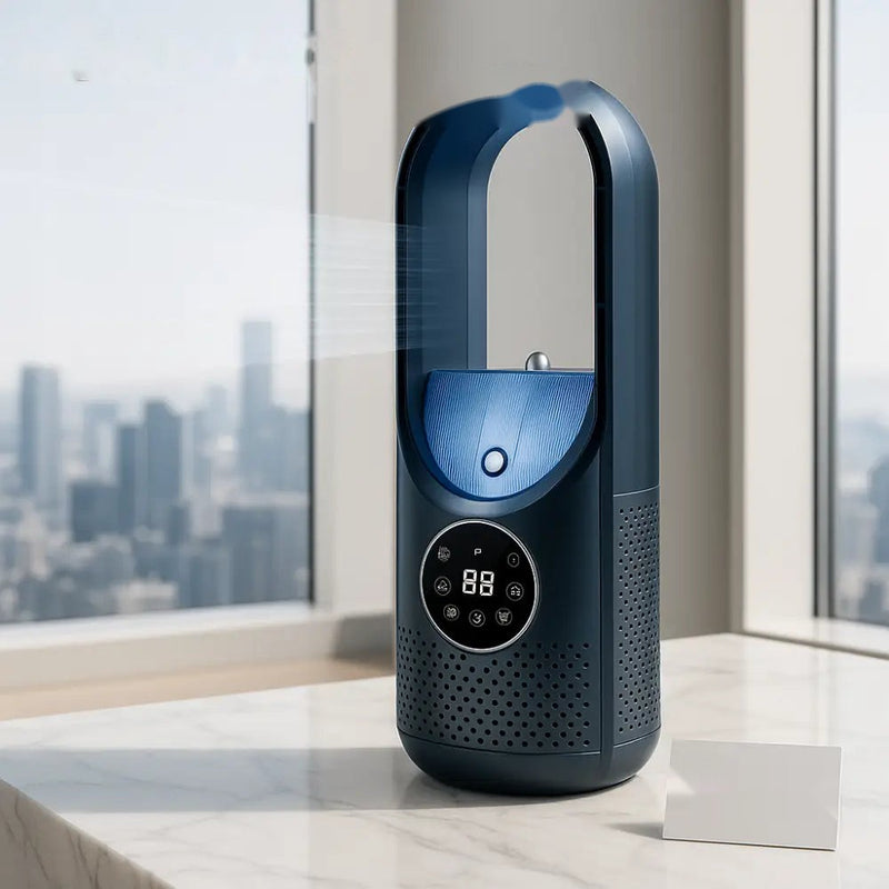 Premium Desktop Bladeless Fan with Humidifier & Air Purification | 6-Speed Cooling
