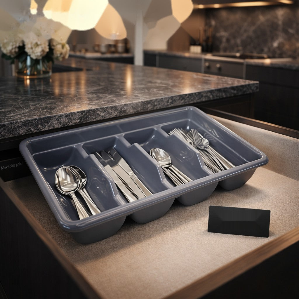 Premium Drawer Cutlery Organizer Tray – Kitchen Spoon Fork Knife Storage Divider