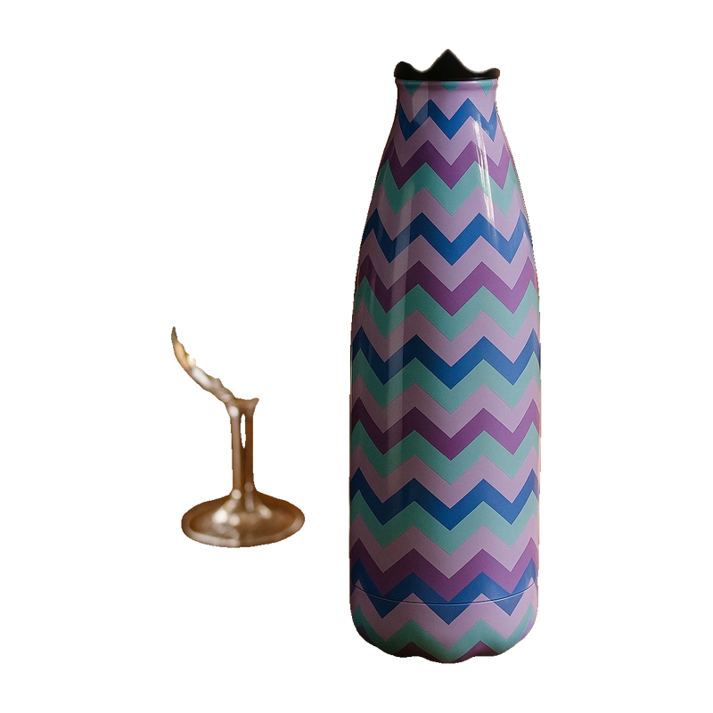 Premium Insulated Stainless Steel Zigzag Water Bottle – 500ml | Hot & Cold Flask