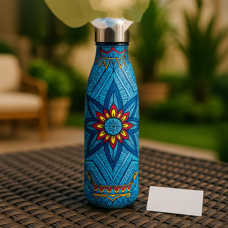 Premium Mandala Print Stainless Steel Insulated Bottle – 500ml | Hot & Cold Thermal Flask