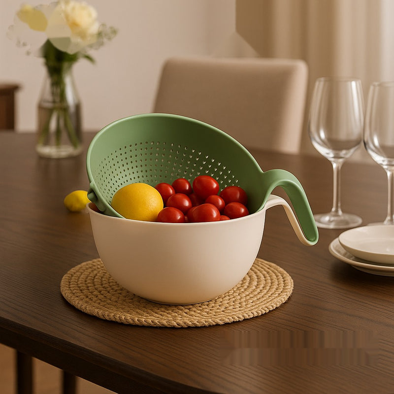 Premium Multi-Functional Colander & Mixing Bowl Set – Double Layer Drain Basket for Kitchen