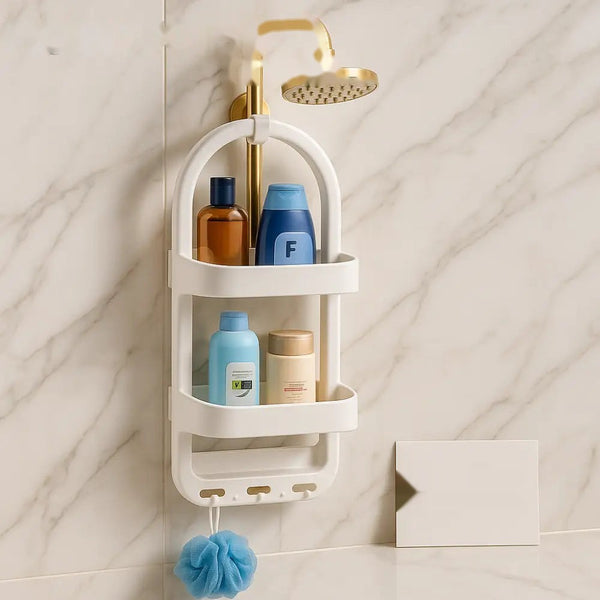 Premium Multi-Layer Shower Organizer Rack – Wall Hanging Bathroom Storage Caddy with Hooks