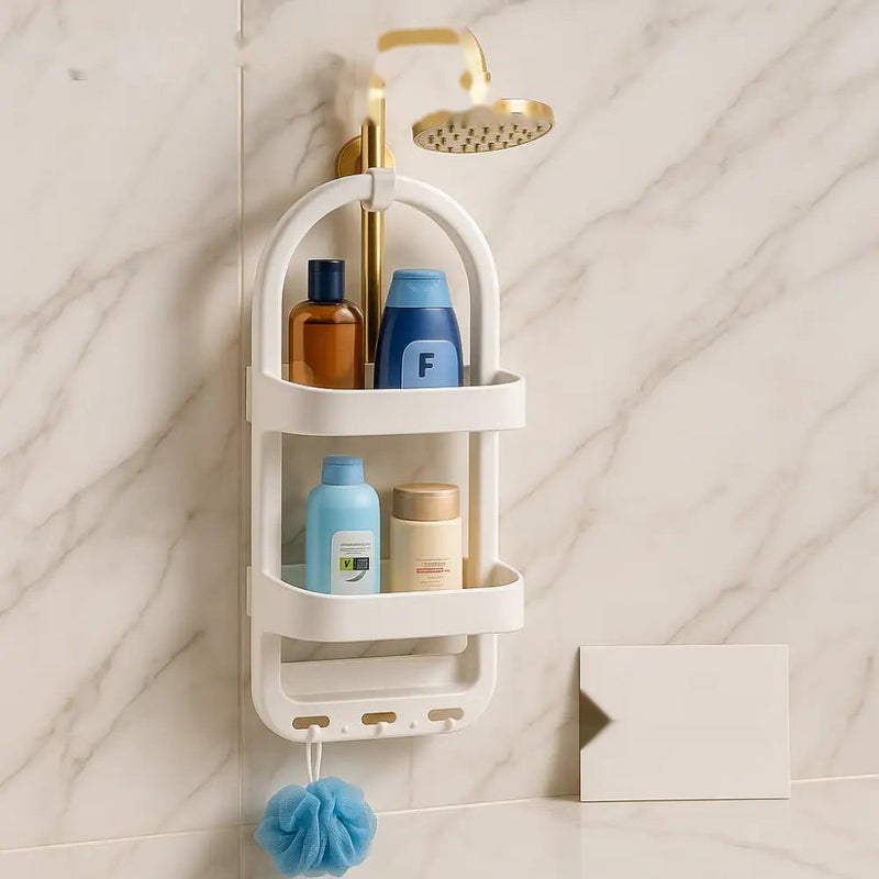 Premium Multi-Layer Shower Organizer Rack – Wall Hanging Bathroom Storage Caddy with Hooks