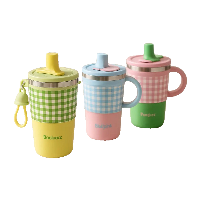 Premium Plaid Garden Thermos Cup – 600ml Double-Wall Insulated