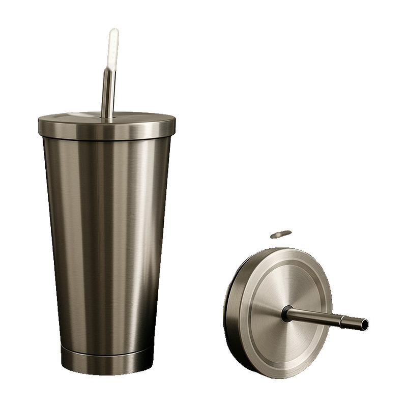 Premium Stainless Steel Tumbler with Straw – Double Wall Insulated Cup