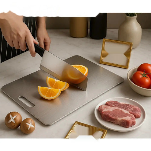 Premium Titanium Steel Cutting Board – Double-Sided, Anti-Bacterial, Food-Grade Surface