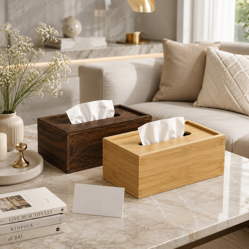 Premium Wooden Tissue Box Cover with Lid – Modern Tissue Holder for Home & Office (1 Pc, 2 Colors)