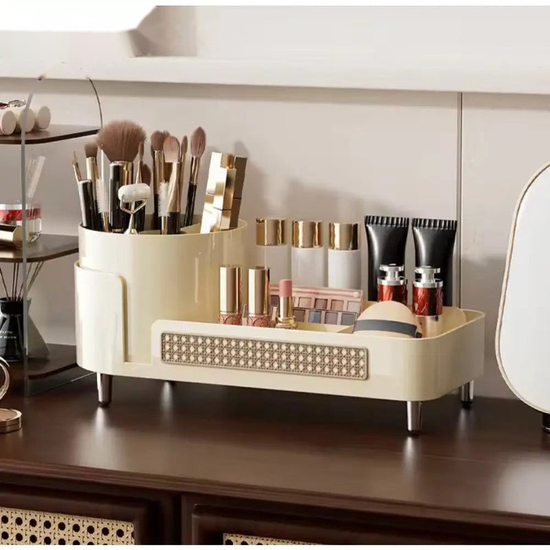Rotating Cosmetic Organizer with Pen Holder | Makeup Storage Display Case