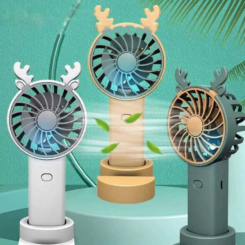 Stay Cool Anywhere: Antler Handheld Mini Fan with Phone Mount - Rechargeable & Portable
